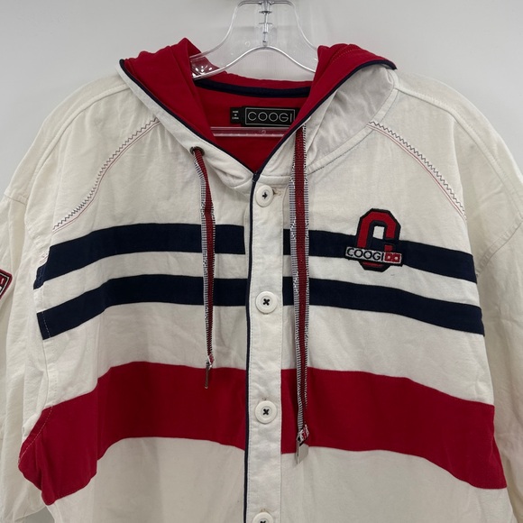 Coogi Men's Short Sleeve Button Down Hooded Shirt - White - XXL - Picture 2 of 9